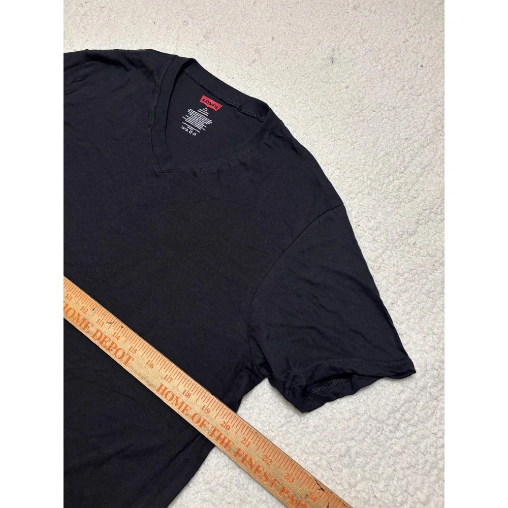 Levi's Mens T-shirt Basic Size L/G (42-44) Black 100% Cotton Solid V-neck